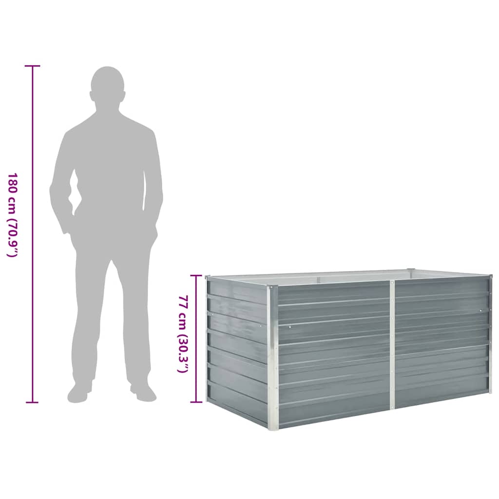 vidaXL Raised Garden Bed 160x80x77 cm Galvanised Steel Grey