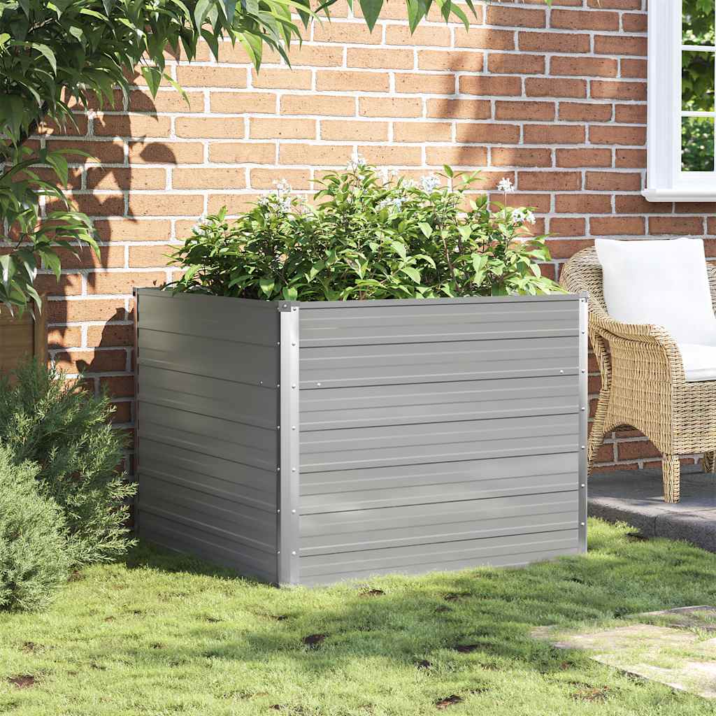 vidaXL Raised Garden Bed 100x100x77 cm Galvanised Steel Grey