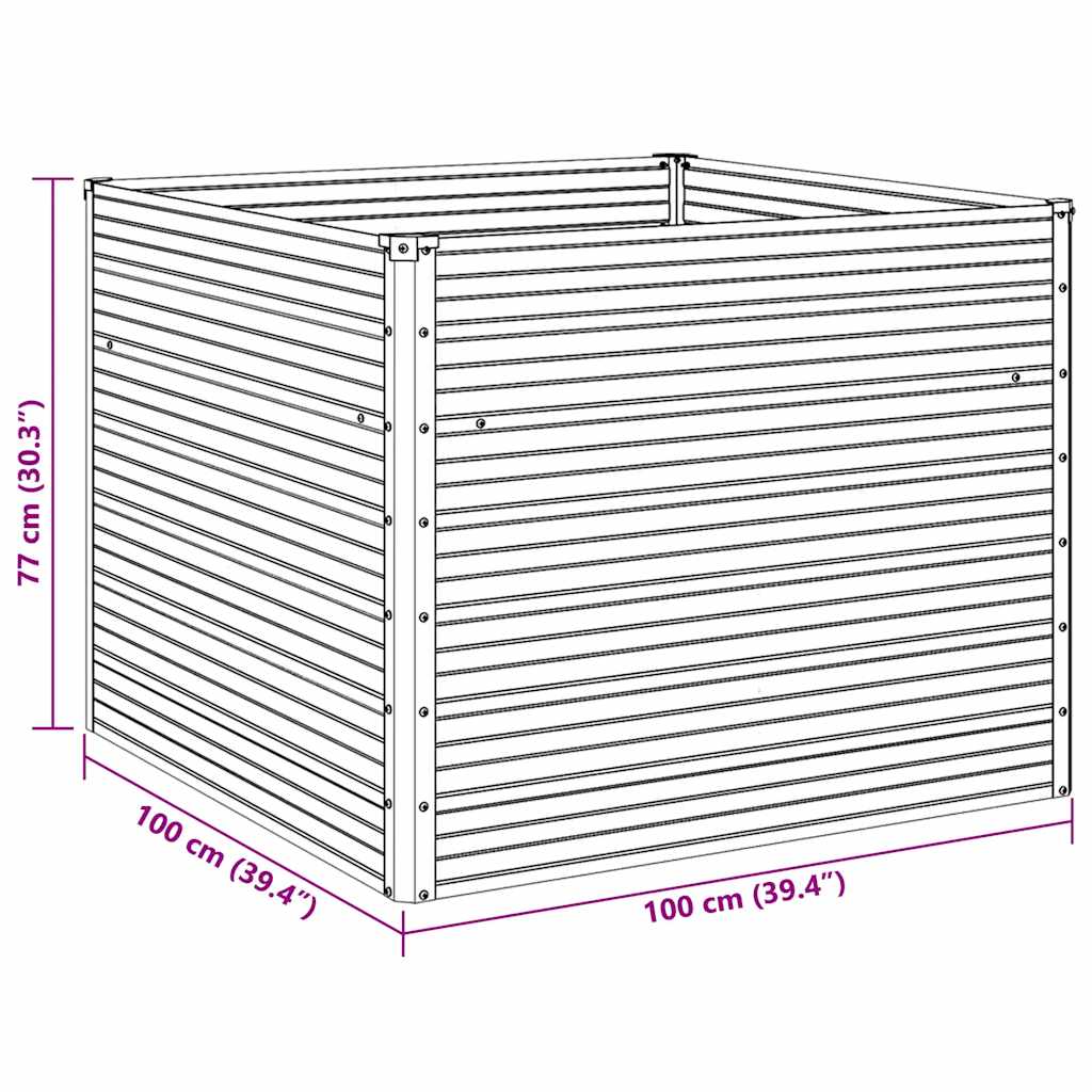 vidaXL Raised Garden Bed 100x100x77 cm Galvanised Steel Grey