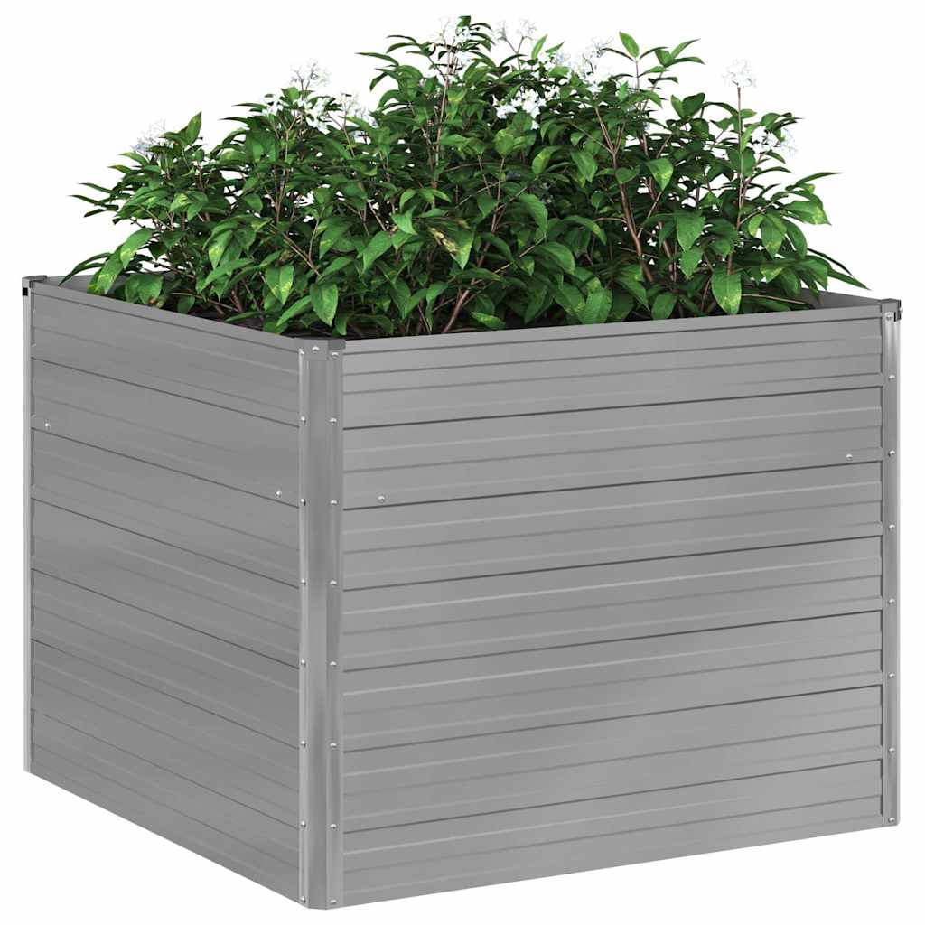 vidaXL Raised Garden Bed 100x100x77 cm Galvanised Steel Grey