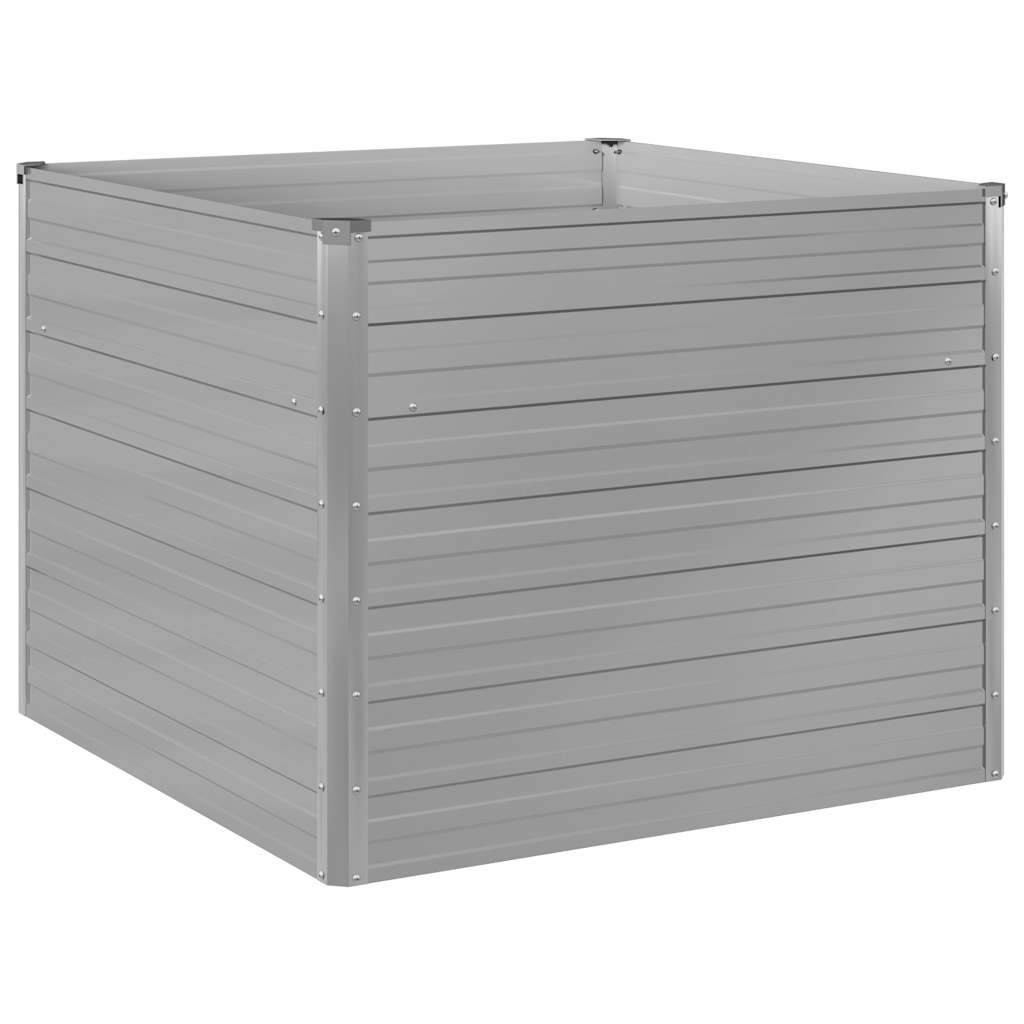 vidaXL Raised Garden Bed 100x100x77 cm Galvanised Steel Grey