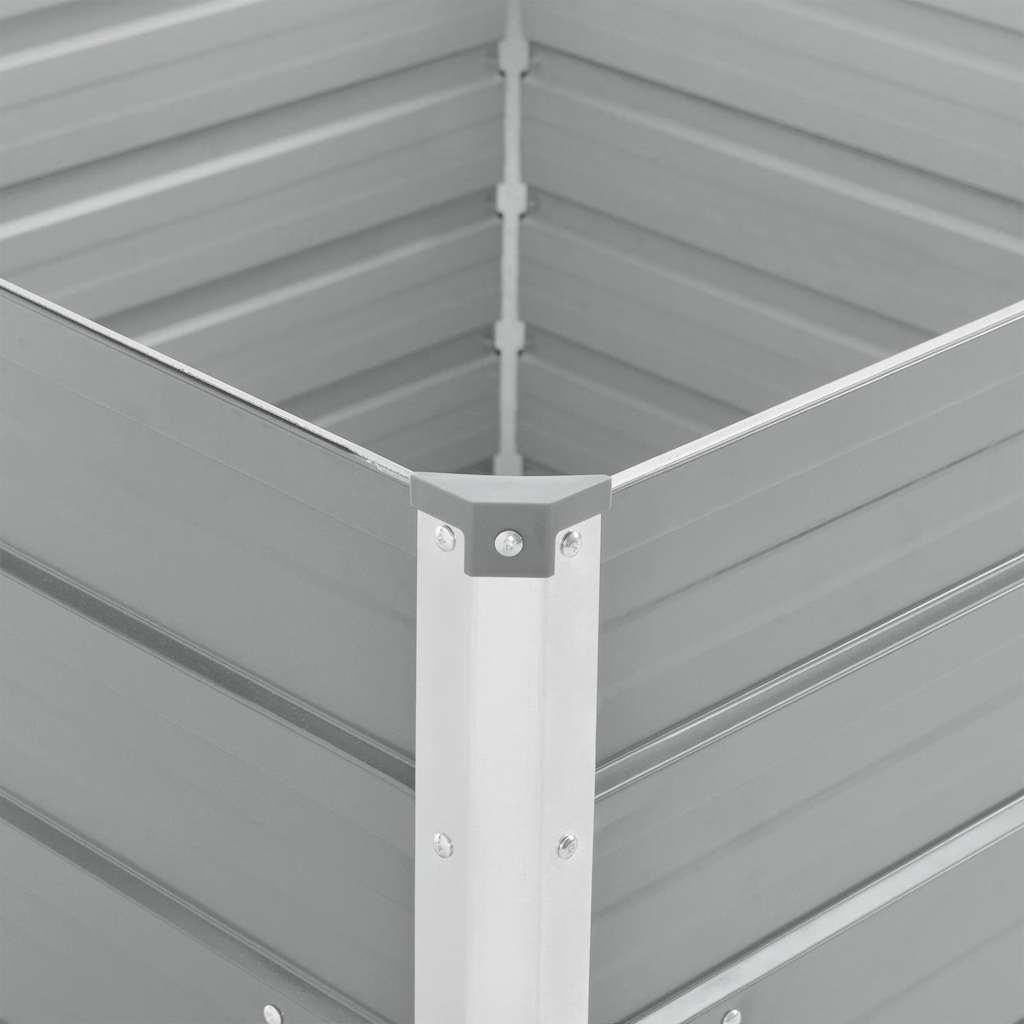 vidaXL Raised Garden Bed 100x100x77 cm Galvanised Steel Grey
