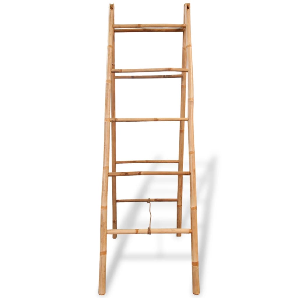 vidaXL Double Towel Ladder with 5 Rungs Bamboo 50x160 cm