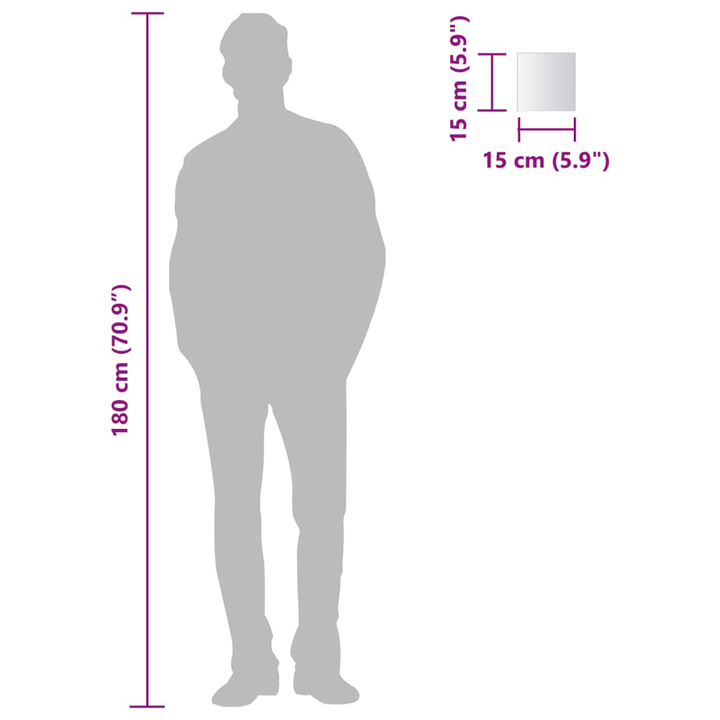 vidaXL 24 pcs Mirror Tiles Square Glass