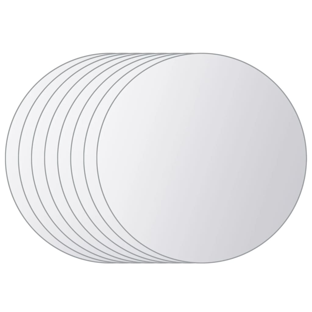 vidaXL 8 pcs Mirror Tiles Round Glass