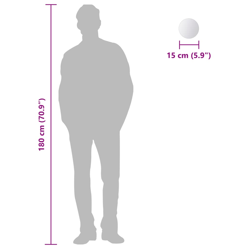 vidaXL 8 pcs Mirror Tiles Round Glass