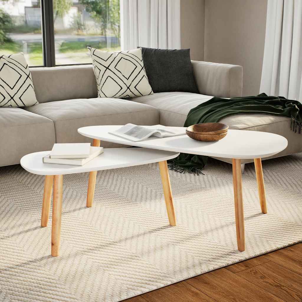 vidaXL Coffee Table Set 2 Pieces Solid Pinewood White