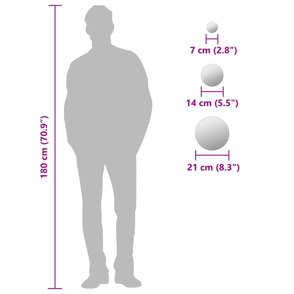 vidaXL 7 Piece Wall Mirror Set Round Glass