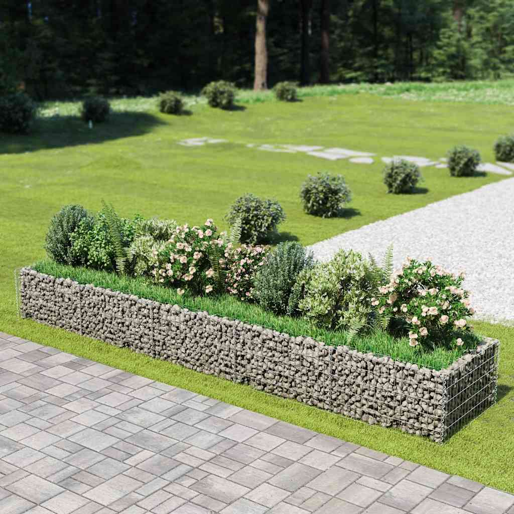 vidaXL Gabion Raised Bed Galvanised Steel 450x90x50 cm