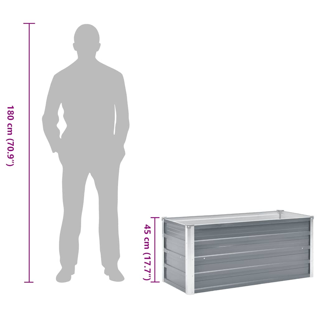 vidaXL Garden Raised Bed Galvanised Steel 100x40x45 cm Grey