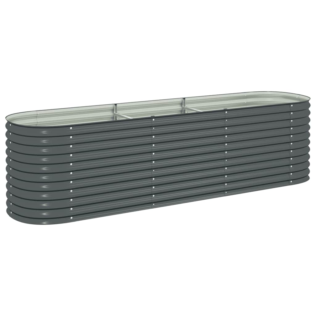 vidaXL Garden Raised Bed 320x80x81 cm Galvanised Steel Grey