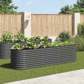 vidaXL Garden Raised Bed 320x80x81 cm Galvanised Steel Grey