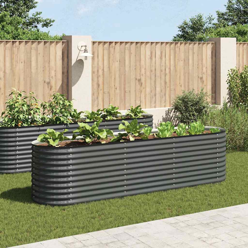 vidaXL Garden Raised Bed 320x80x81 cm Galvanised Steel Grey