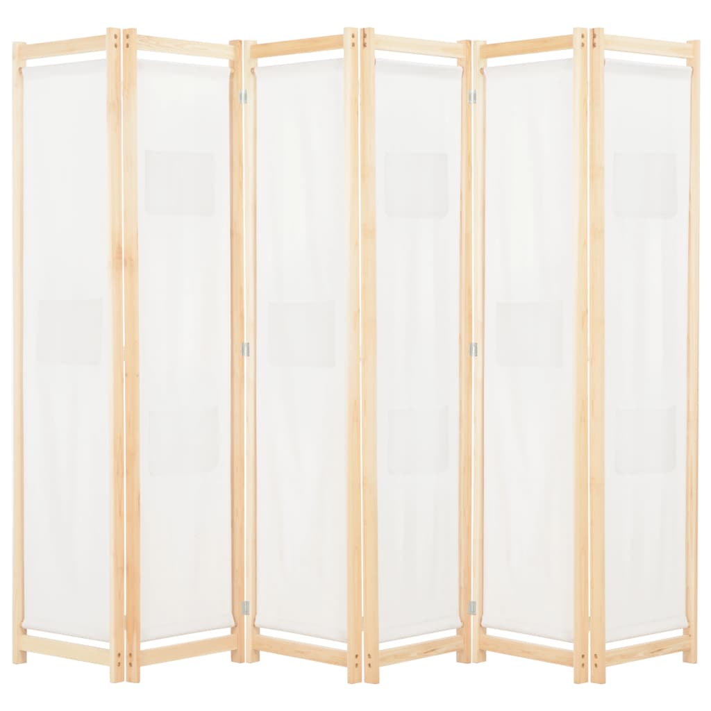 vidaXL 6-Panel Room Divider Cream 240x170x4 cm Fabric