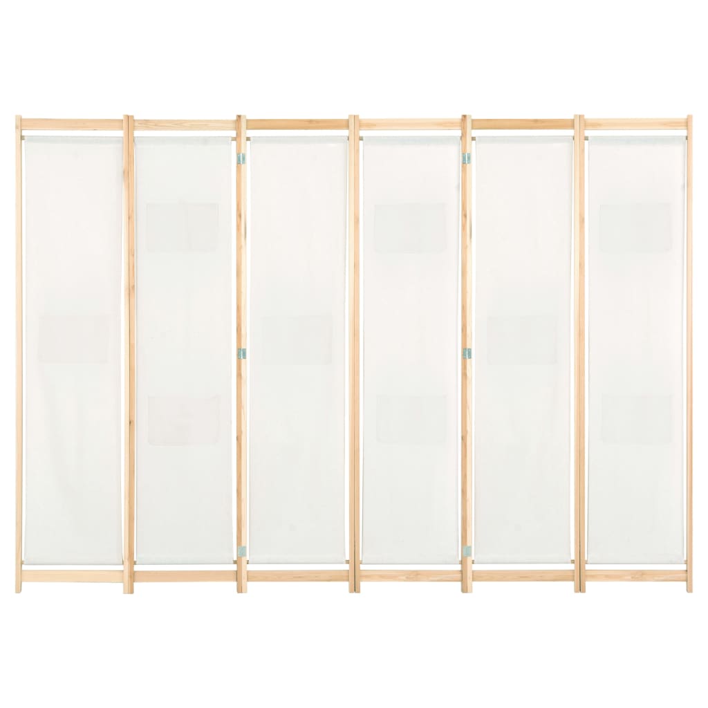 vidaXL 6-Panel Room Divider Cream 240x170x4 cm Fabric