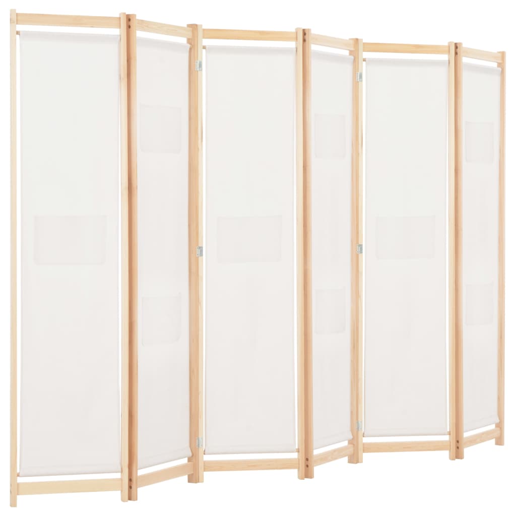 vidaXL 6-Panel Room Divider Cream 240x170x4 cm Fabric