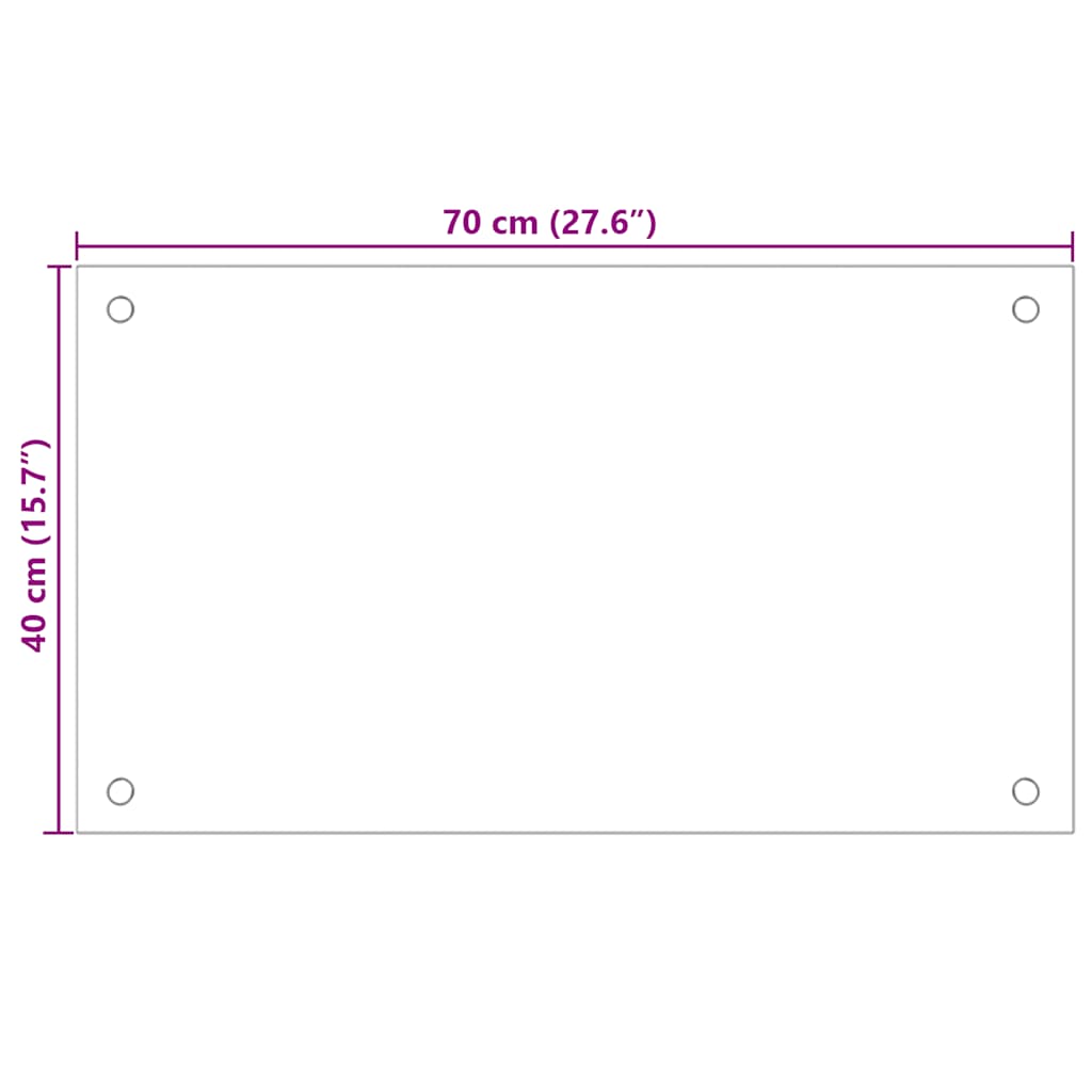 vidaXL Kitchen Backsplash Transparent 70 x 40 cm Tempered Glass