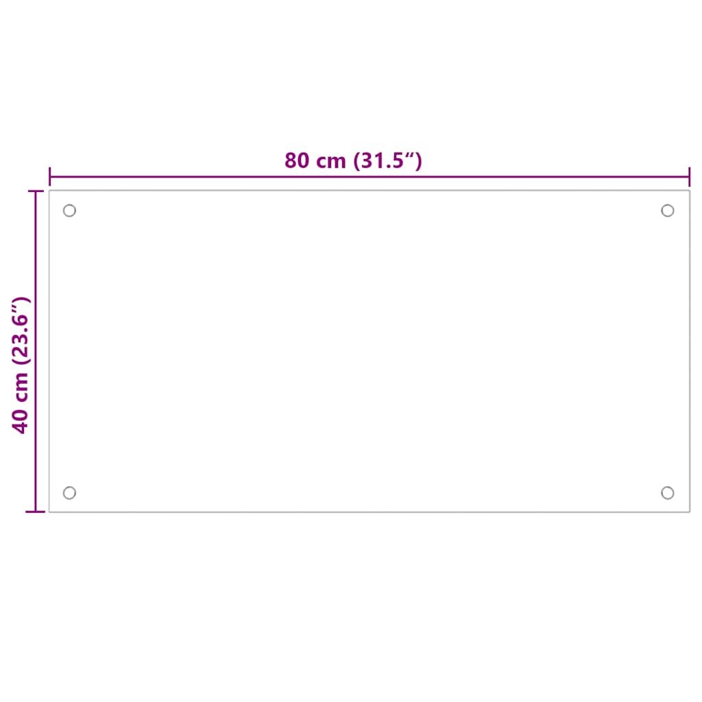 vidaXL Kitchen Backsplash Black 80 x 40 cm Tempered Glass