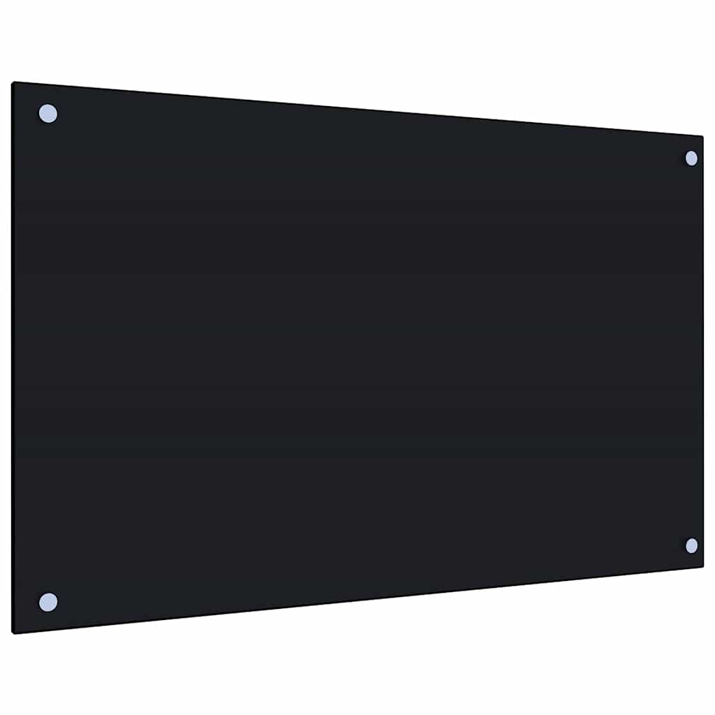vidaXL Kitchen Backsplash Black 80 x 50 cm Tempered Glass