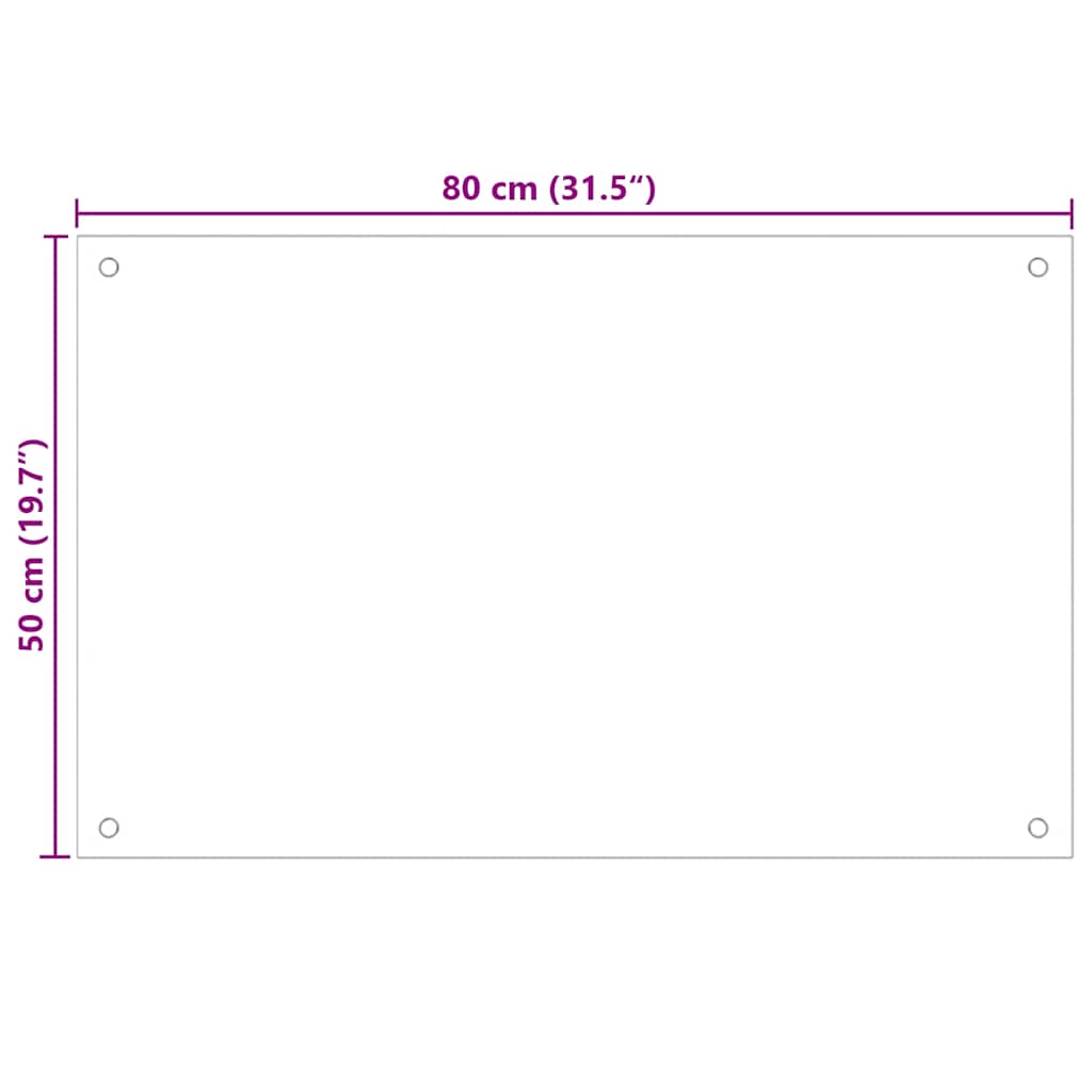 vidaXL Kitchen Backsplash Black 80 x 50 cm Tempered Glass