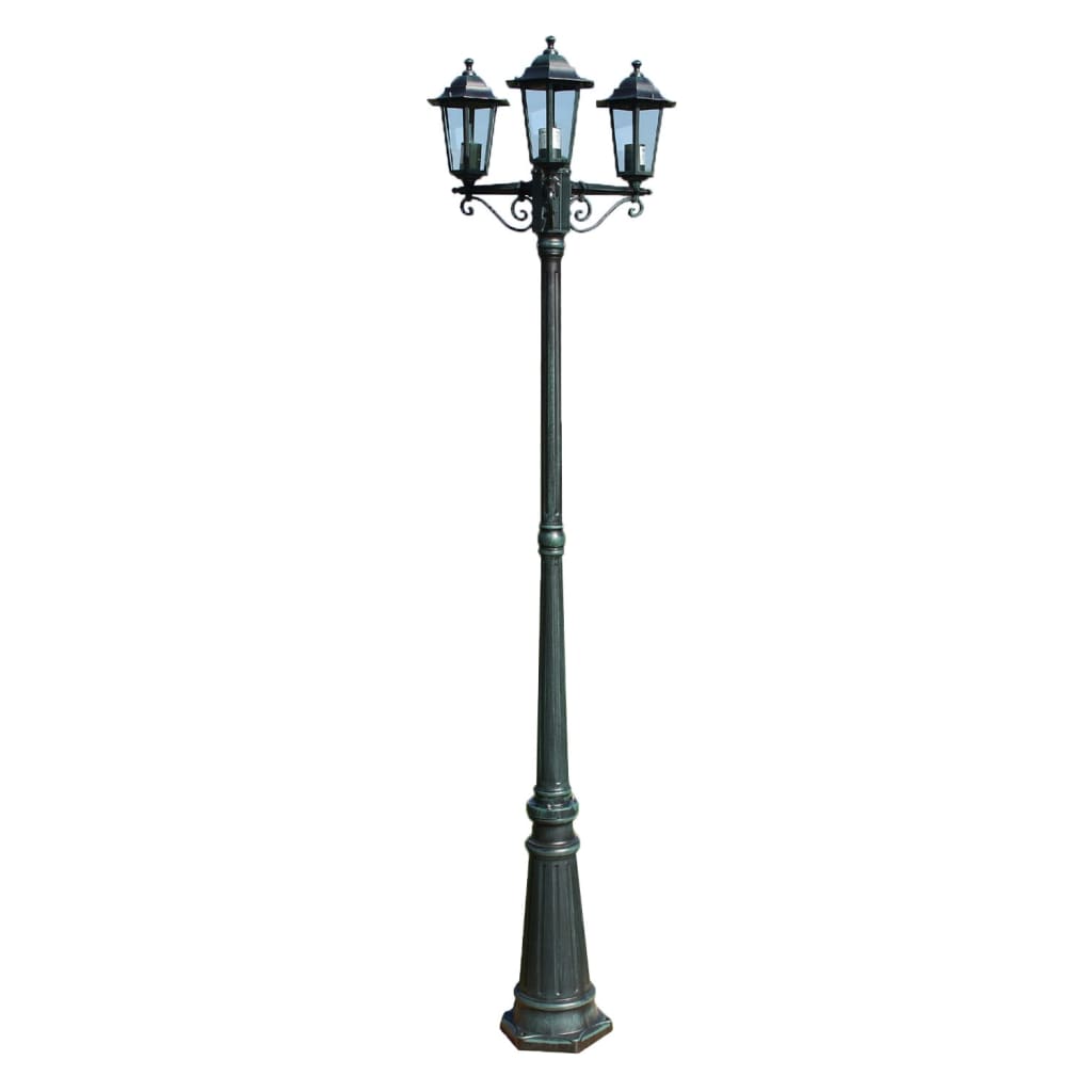 vidaXL Garden Light Post 3-arms 215 cm Dark Green/Black Aluminium