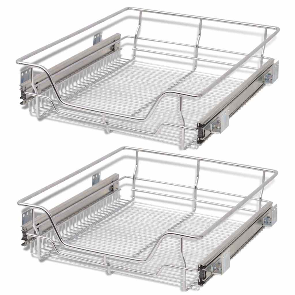 vidaXL Pull-Out Wire Baskets 2 pcs Silver 500 mm
