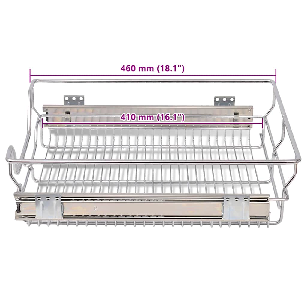 vidaXL Pull-Out Wire Baskets 2 pcs Silver 500 mm