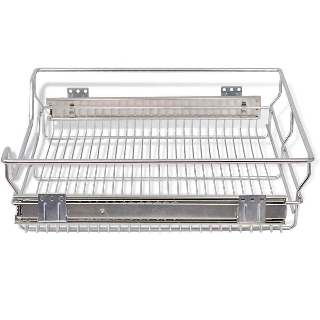 vidaXL Pull-Out Wire Baskets 2 pcs Silver 600 mm