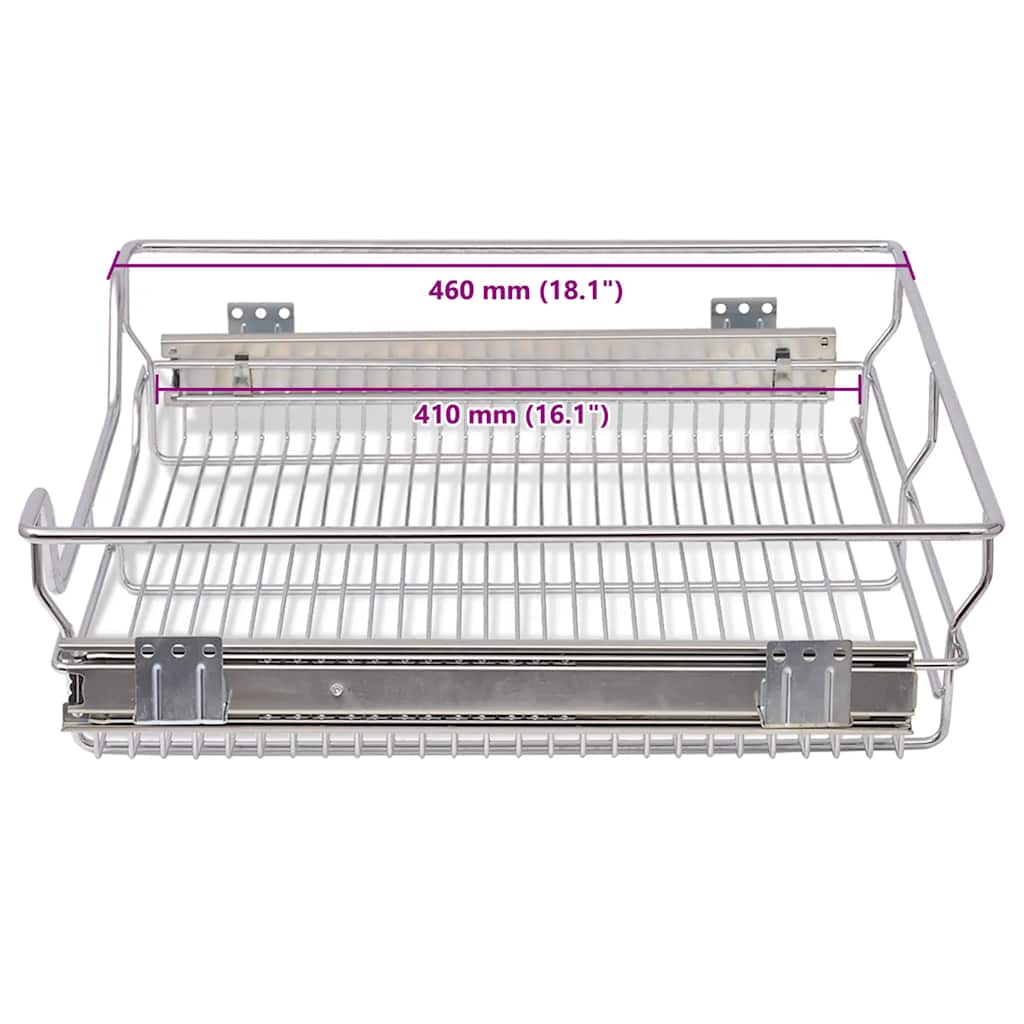 vidaXL Pull-Out Wire Baskets 2 pcs Silver 600 mm