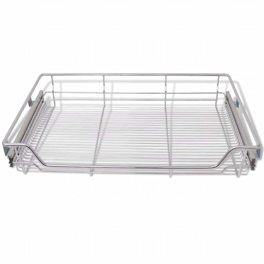 vidaXL Pull-Out Wire Baskets 2 pcs Silver 800 mm