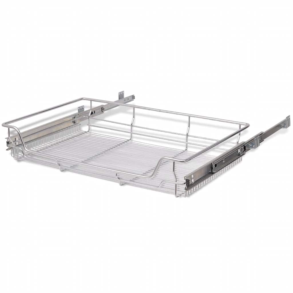 vidaXL Pull-Out Wire Baskets 2 pcs Silver 800 mm