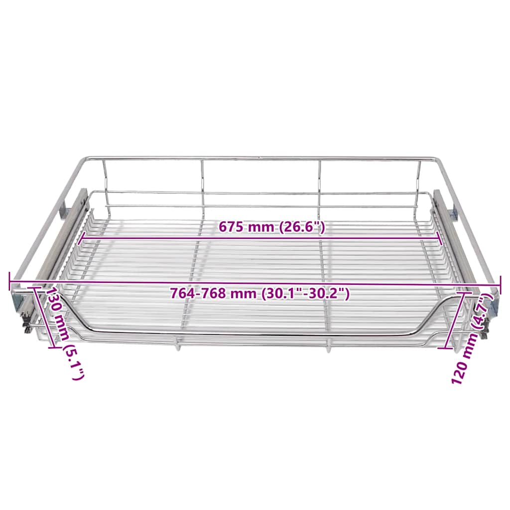 vidaXL Pull-Out Wire Baskets 2 pcs Silver 800 mm