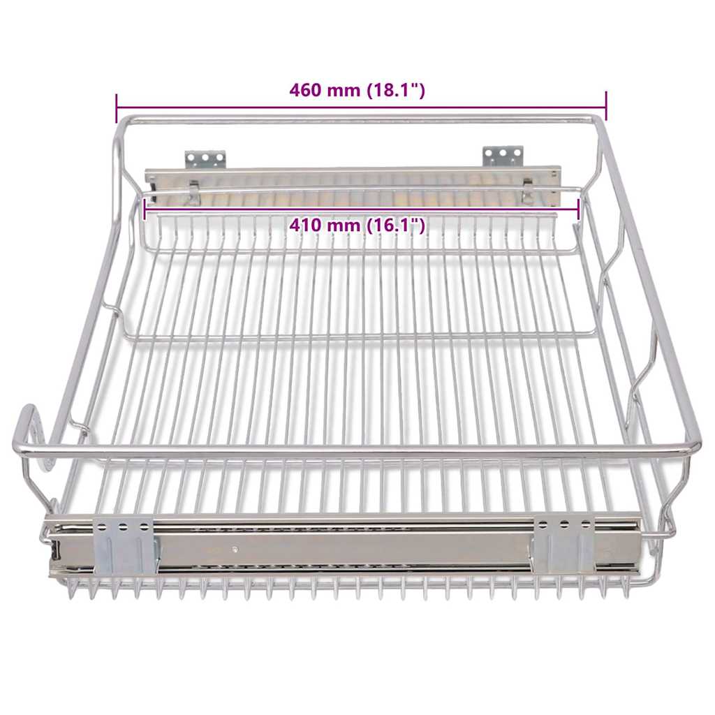 vidaXL Pull-Out Wire Baskets 2 pcs Silver 800 mm