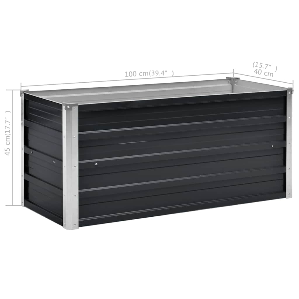 vidaXL Garden Raised Bed Anthracite 100x40x45 cm Galvanised Steel