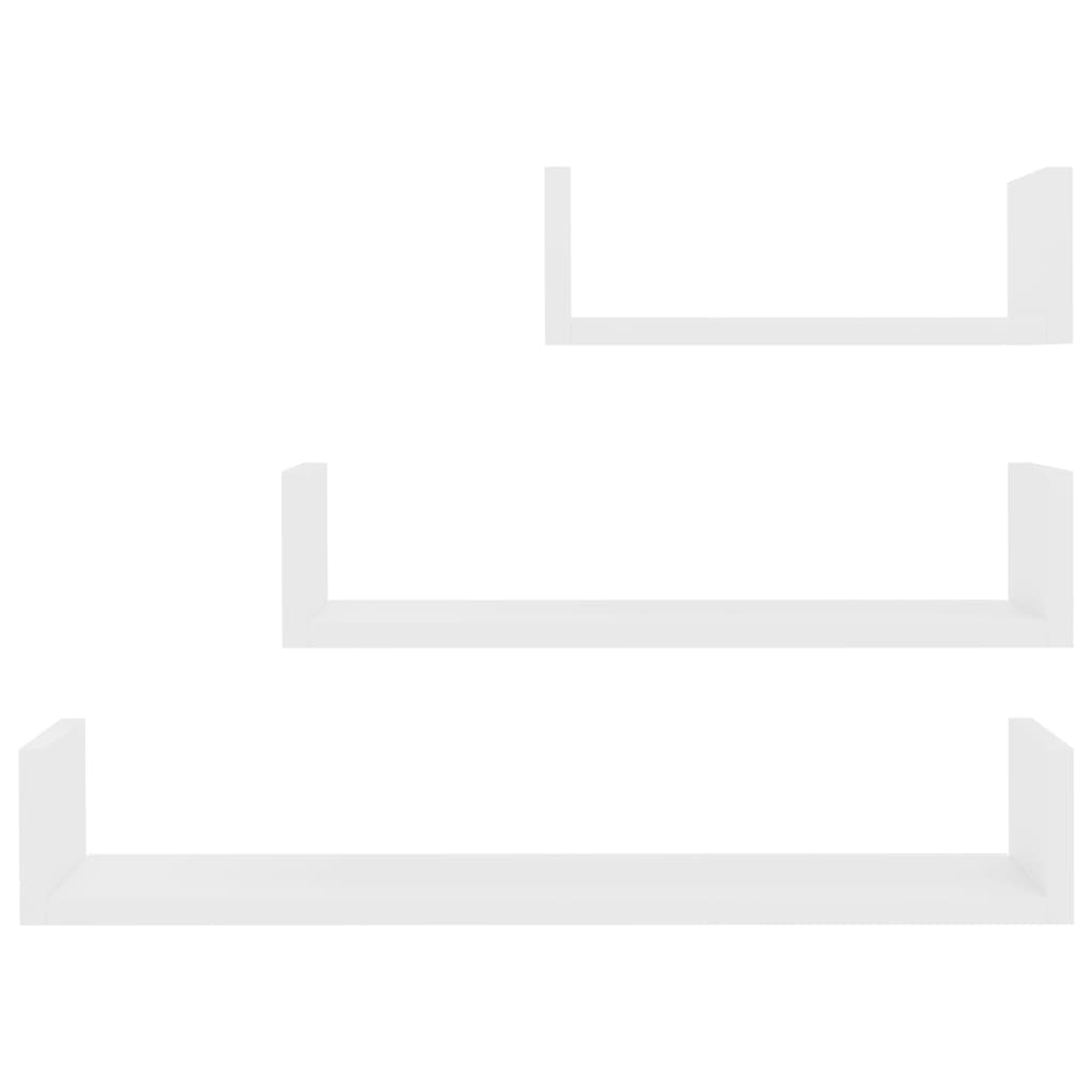 vidaXL Wall Display Shelf 3 pcs White Engineered Wood