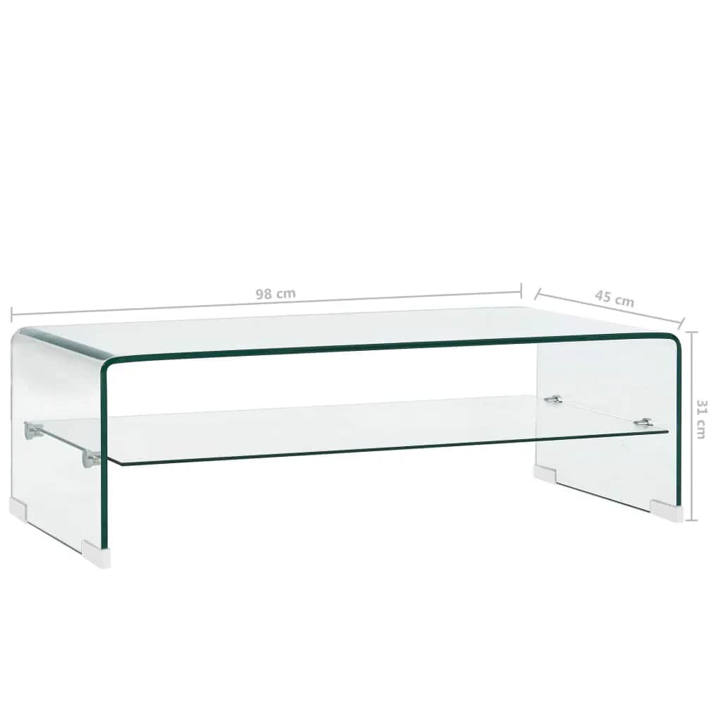 vidaXL Coffee Table Clear 98x45x31 cm Tempered Glass