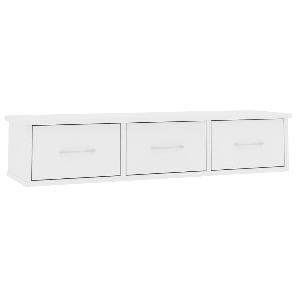 vidaXL Wall-mounted Drawer Shelf White 88x26x18.5 cm Engineered Wood
