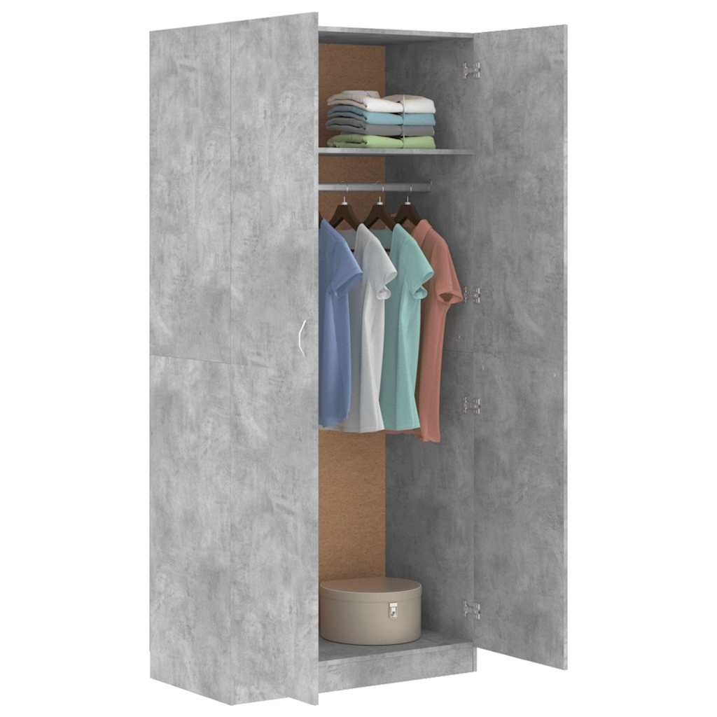 vidaXL Wardrobe Concrete Grey 90x52x200 cm Engineered Wood