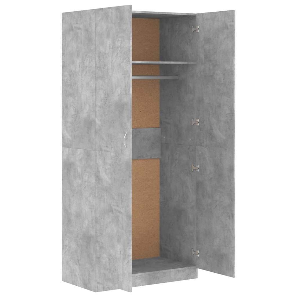 vidaXL Wardrobe Concrete Grey 90x52x200 cm Engineered Wood