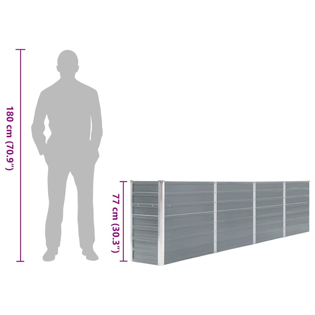 vidaXL Raised Garden Bed 320x40x77 cm Galvanised Steel Grey