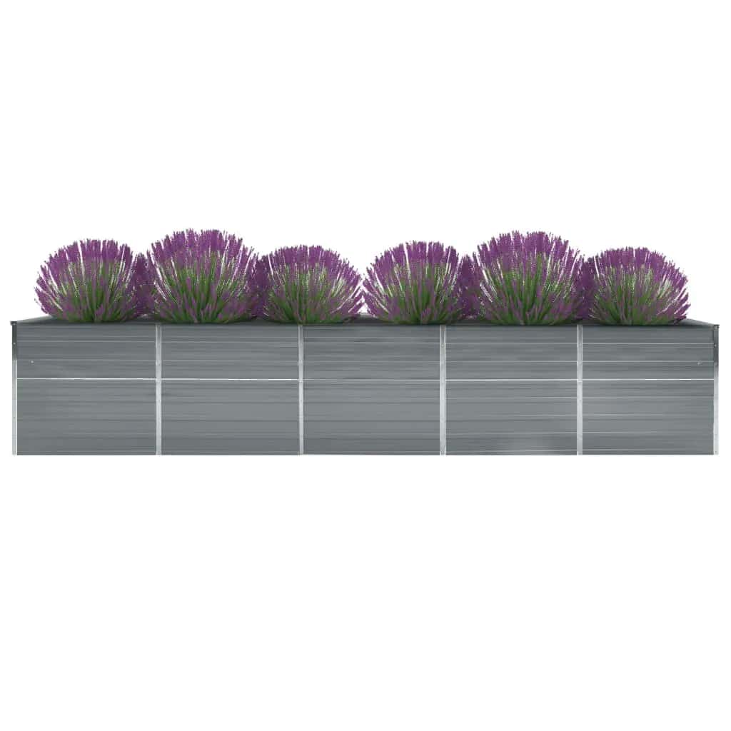 vidaXL Garden Raised Bed Galvanised Steel 400x80x45 cm Grey