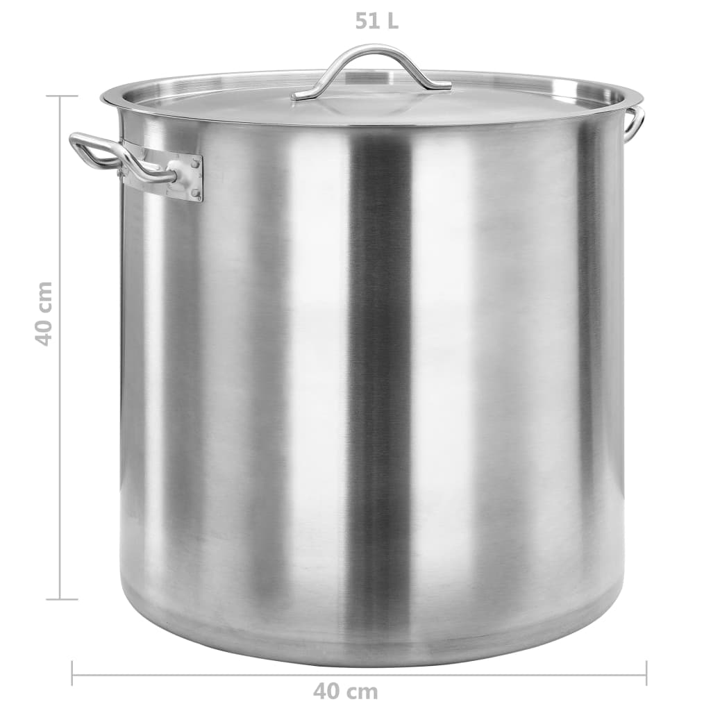 vidaXL Stock Pot 50 L 40x40 cm Stainless Steel