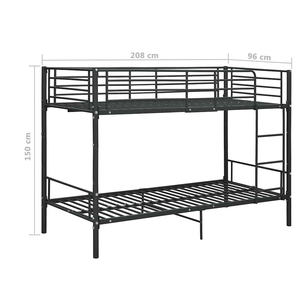 vidaXL Bunk Bed without Mattress Black Metal 90x200cm