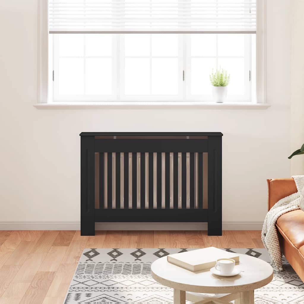 vidaXL Radiator Cover Black 112x19x81.5 cm MDF