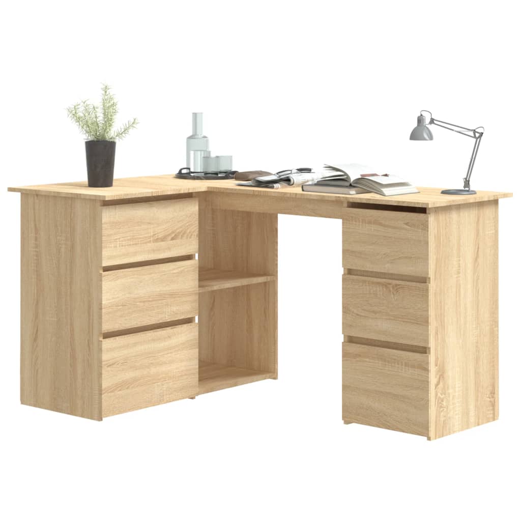 vidaXL Corner Desk Sonoma Oak 145x100x76 cm Engineered Wood