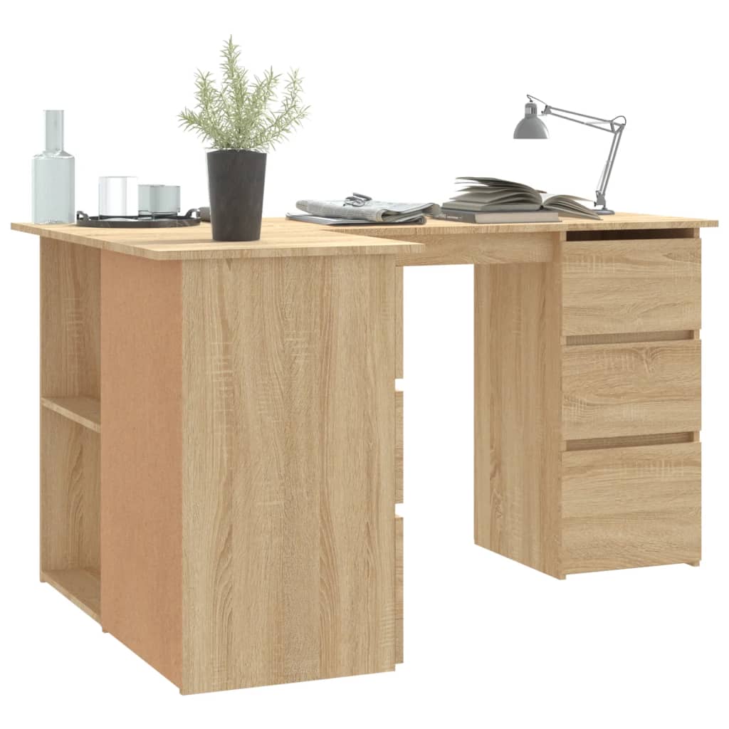 vidaXL Corner Desk Sonoma Oak 145x100x76 cm Engineered Wood