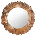 vidaXL Wall Mirror 60 cm Teak Round