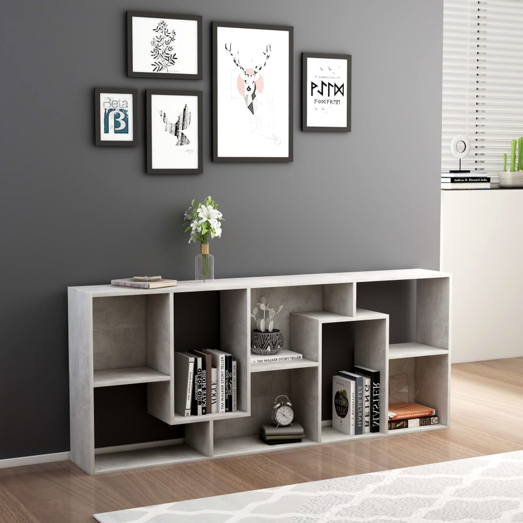 vidaXL Book Cabinet Concrete Grey 67x24x161 cm Engineered Wood