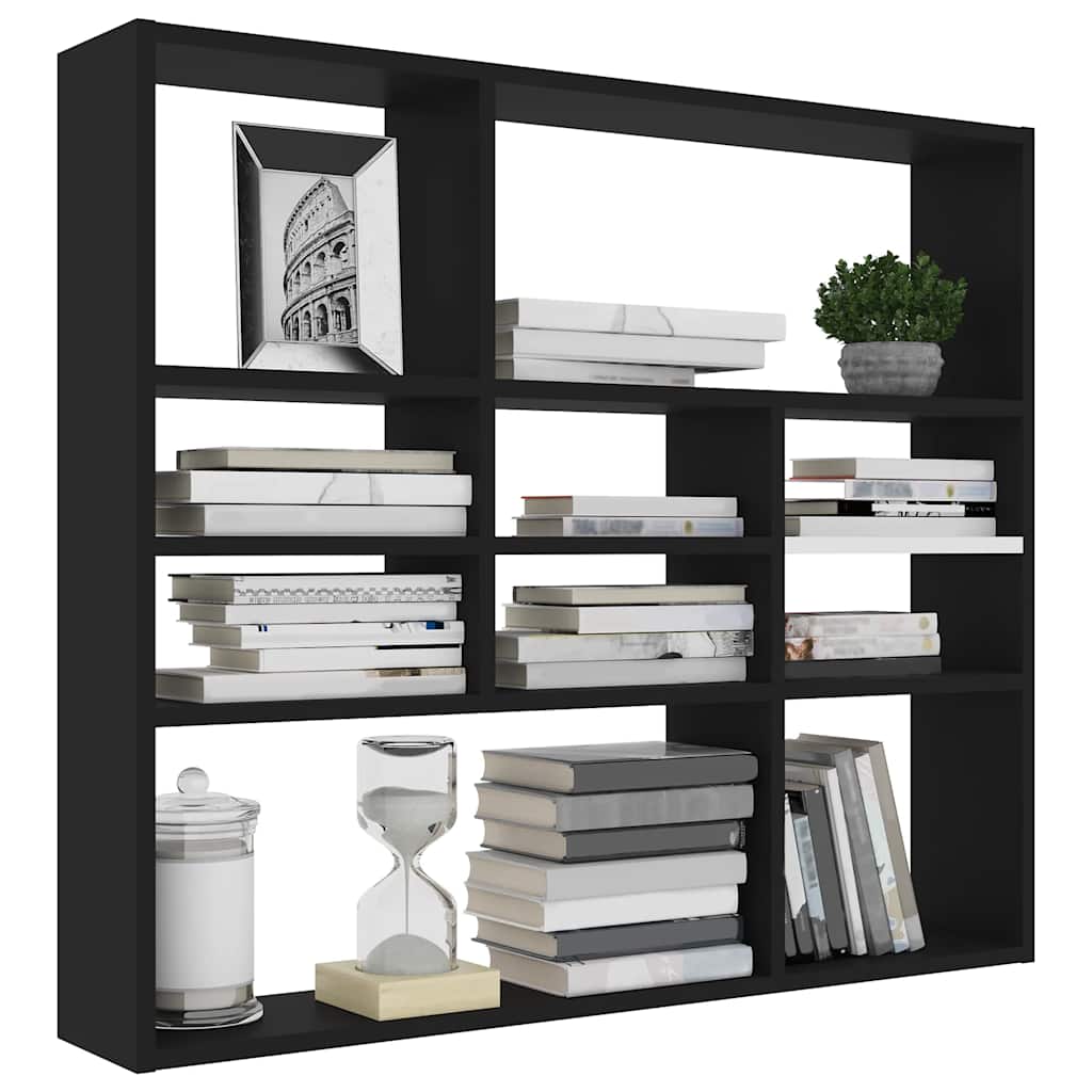 vidaXL Wall Shelf Black 90x16x78 cm Engineered Wood