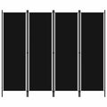 vidaXL 4-Panel Room Divider Black 200x180 cm